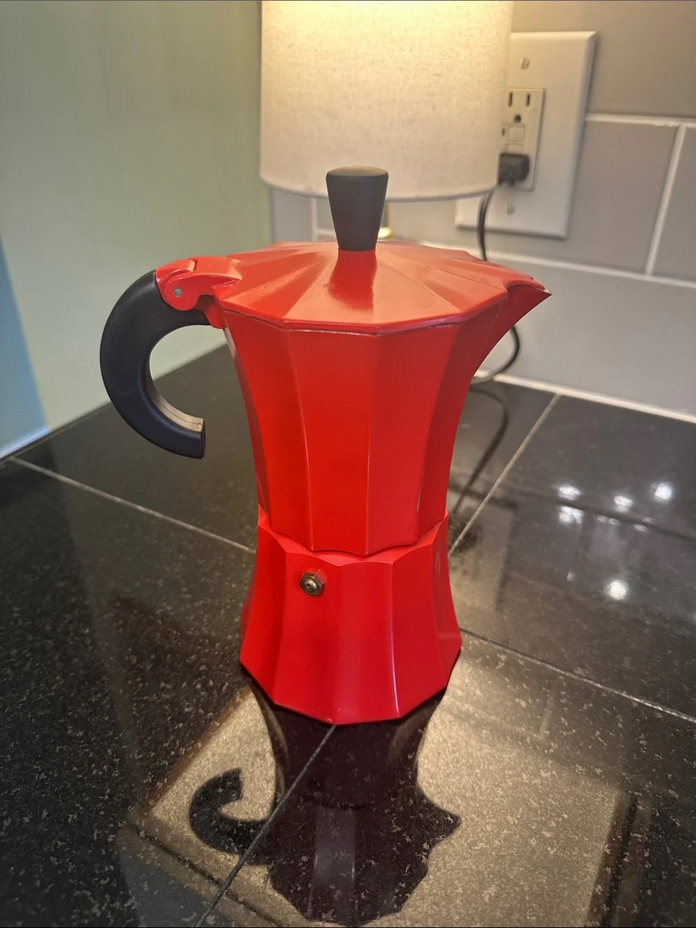 Red Stovetop Espresso Maker Moka Pot with Black Handle